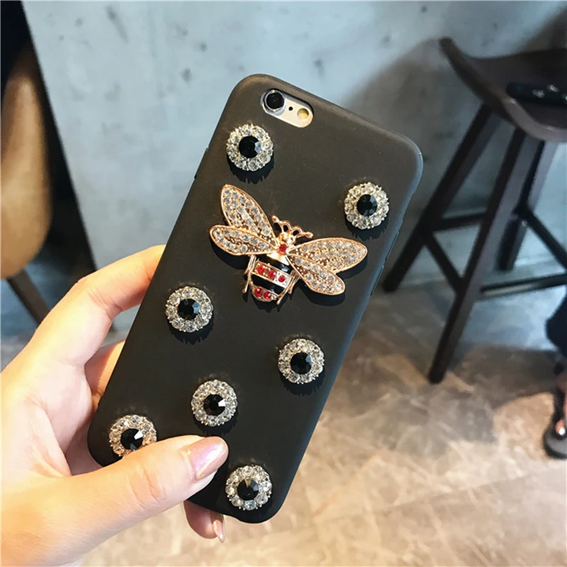 Luxury Retro 3D Diamond pearl bee snake soft case for iphone 5 5s 6 6s 7 8 plus 10 X cover luxury XS max XR Capa |