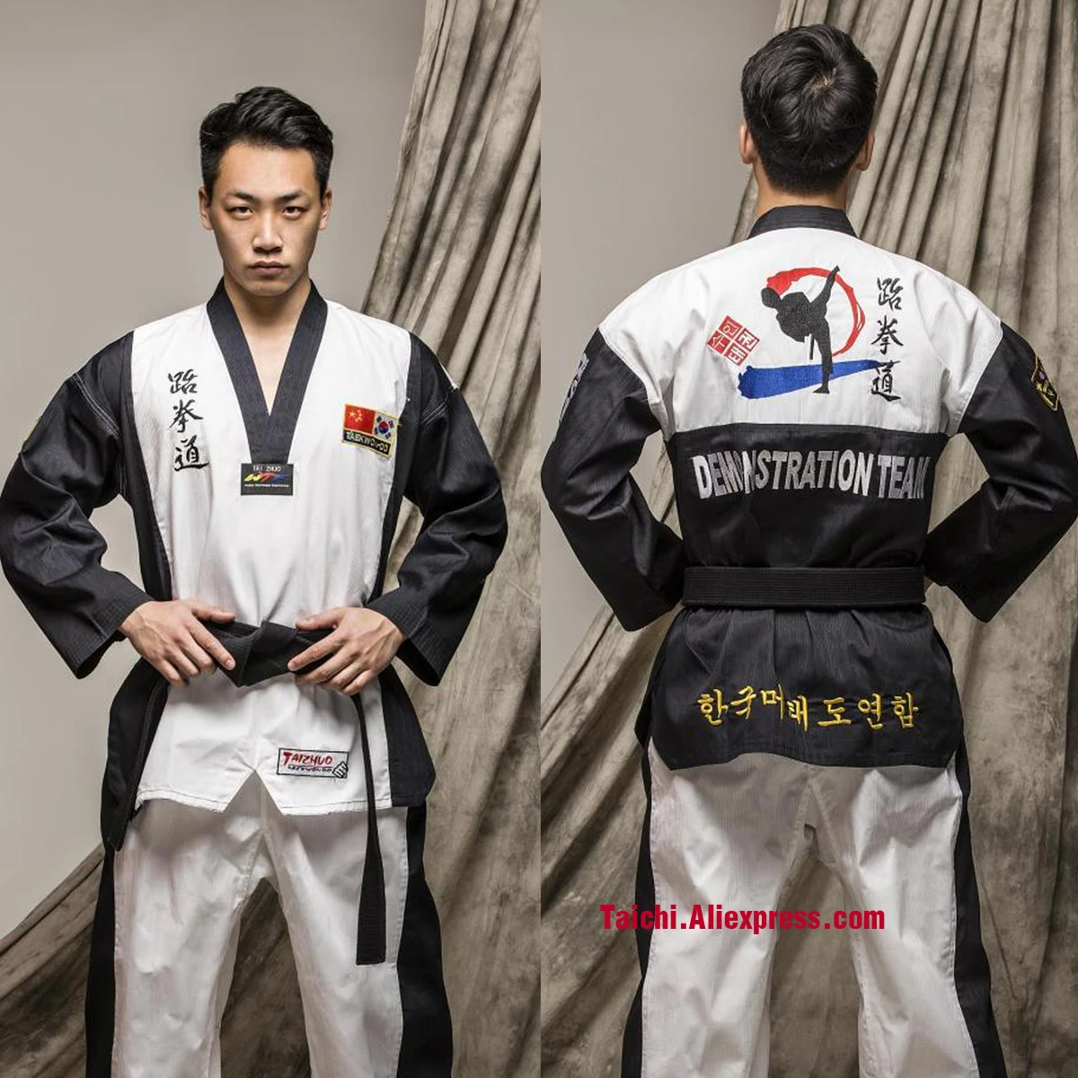 Боевые искусства TKD Tae Kwon Do Korea V образный вырез тхэквондо Dobok для карниза и