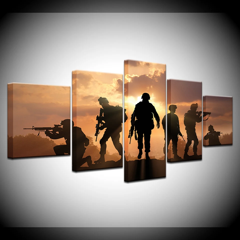 5 шт. парусиновые обои в стиле солдат современный модульный художественный