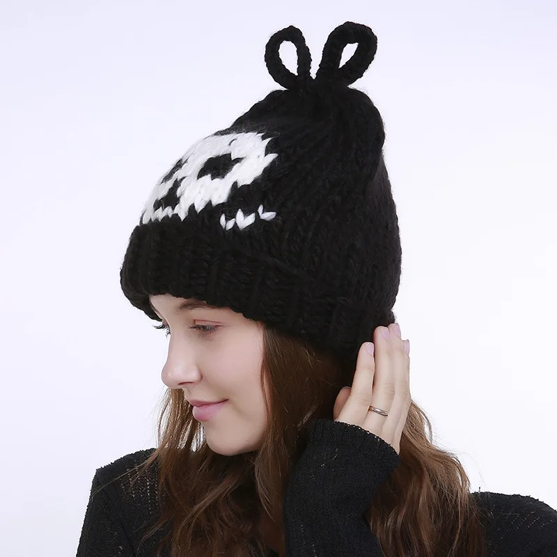 Skullies шапочки Шапки Для женщин Шапки зима теплый череп шапочка мода плед хлопок Лыжная маска для платье Меха Высокое качество Повседневное