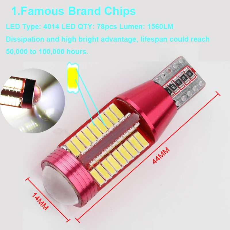 2x12V Canbus T10 Автомобильный светодиодный светильник 194 168 192 W5W 4014 SMD 78 Авто ошибка