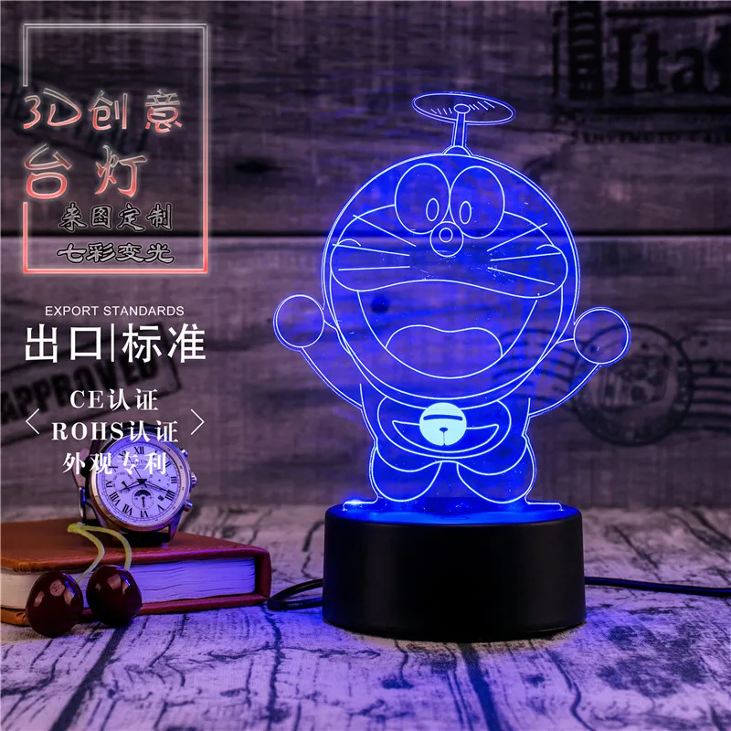 3D светодиодное освещение креативный подарок ночник настольная лампа Doraemon