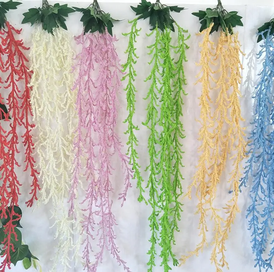

5pcs 100cm Artificial Hanging Flower String For Plant Wall Wedding Landscape Archway Props Home Hotal Office Bar Decorative