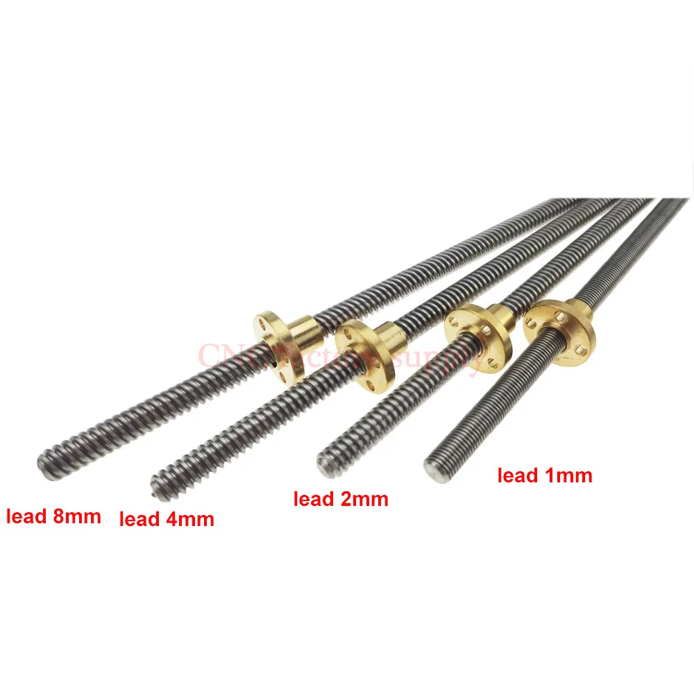 

Free Shipping 3D Printer THSL-300-8D Lead Screw Dia 8MM Pitch 2mm Lead 4mm Length 300mm with Copper Nut