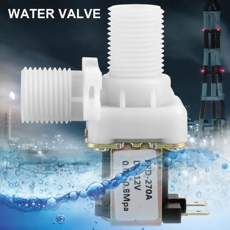 Новый DC12V DN15 G1/2 Пластик электромагнитный клапан нормально закрытый воды входной