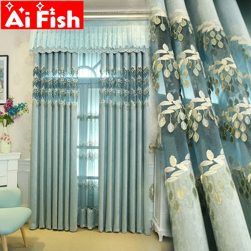 Роскошные шенильные шторы европейские затемняющие ткань с вышивкой драпировки