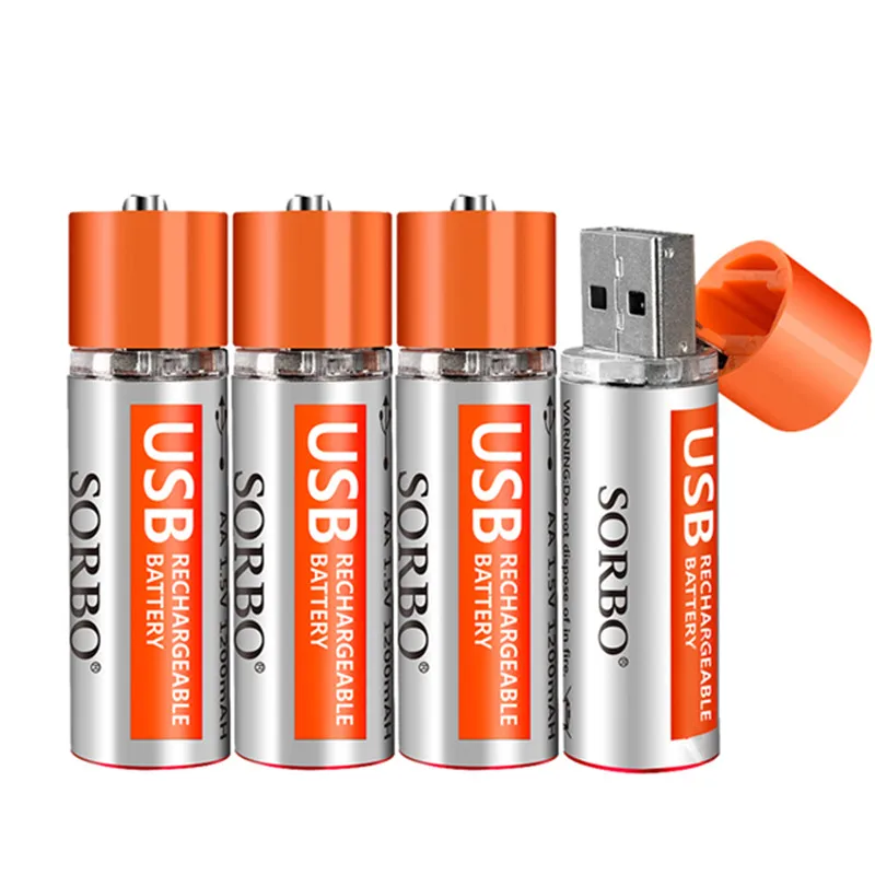 4PCS SORBO 1.5V 1200mAh USB Rechargeable 1 Hour Quick Charging AA Li-po Battery for RC Models Toys Cars Drones Helicopters Power | Игрушки и