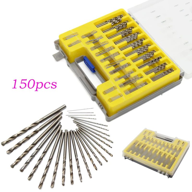 Лучшая цена 150 шт. HSS Power Rotary Micro Twist Precision Drill Bit набор высокоскоростных стальных