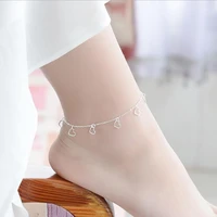 everoyal top quality 925 sterling silver anklets for women accessories charm heart bracelets for girl bride wedding jewelry