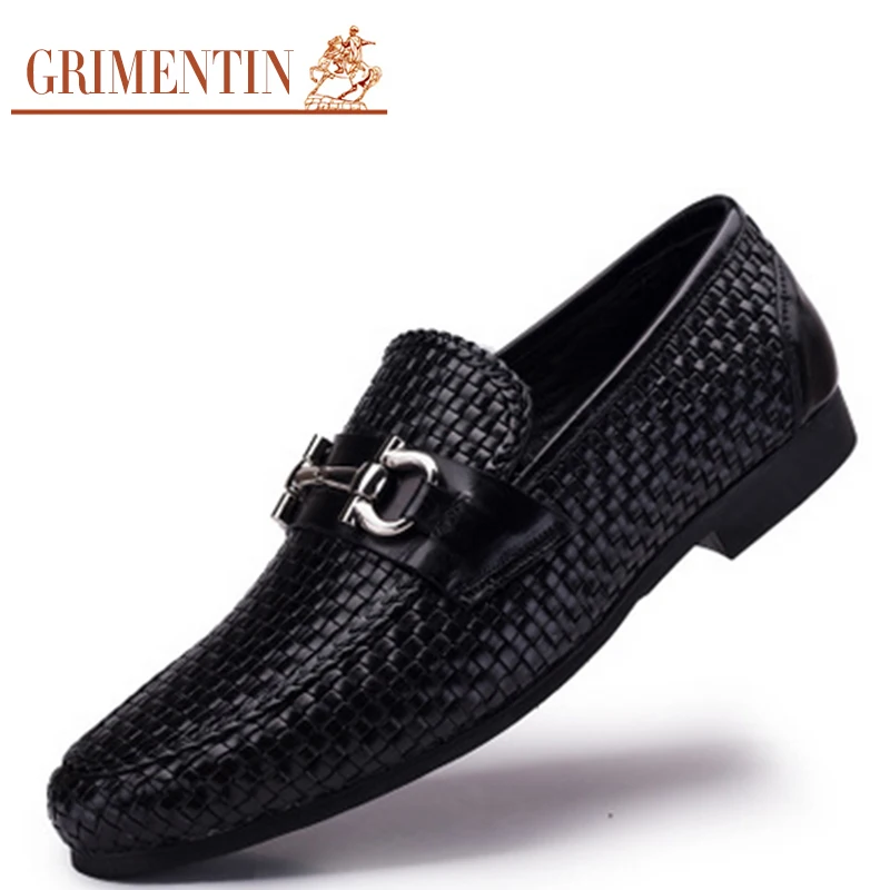 GRIMENTIN/брендовая модная мужская официальная обувь с плетеным плетением дышащая
