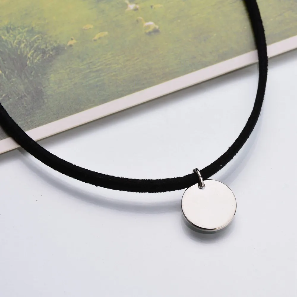 Vintage Black Velvet Women Choker Necklace Punk Gold Silver Round Coin Charm Short Necklaces Simple Summer Torques collier femme | Украшения