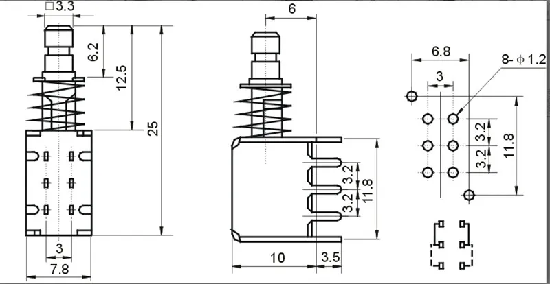 10 шт./лот YT2131 прямой кнопочный переключатель PS 22F02 6Pin с фиксатором Красный