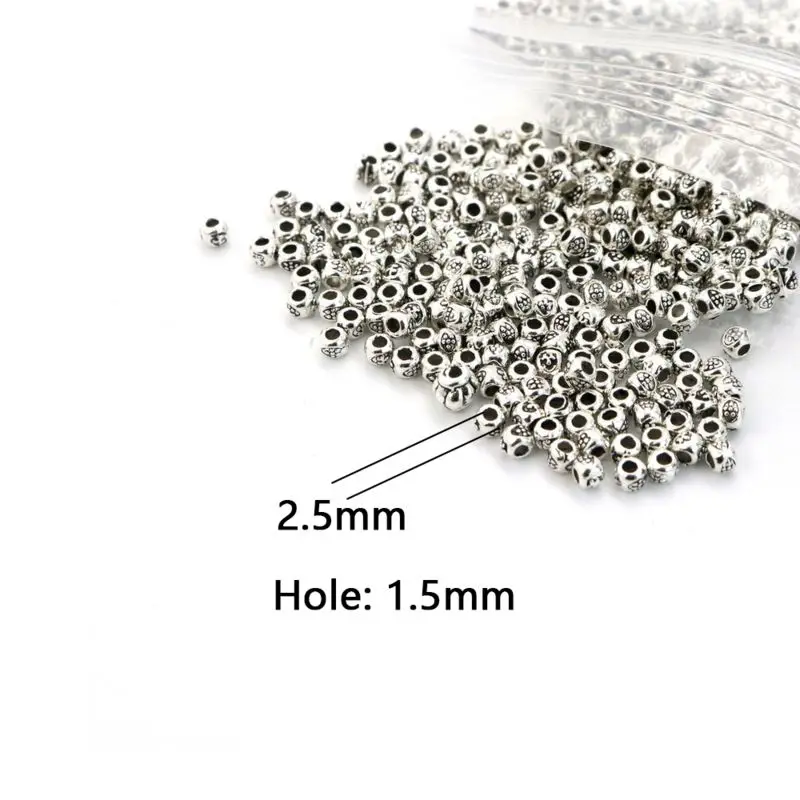 100Pcs Size 2.5mm Hole 1.5mm Antique Color Loose Spacers Metal Sead Beads For Jewelry Making Handmade Bracelet DIY Accessories | Украшения