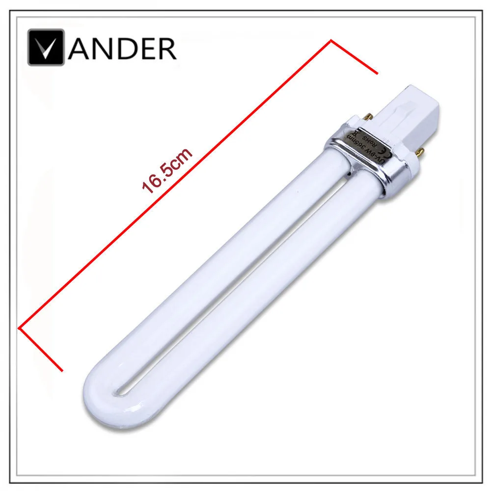 2 шт./лот белая УФ 9 Вт 365 нм Светодиодная трубка для дизайна ногтей инструменты