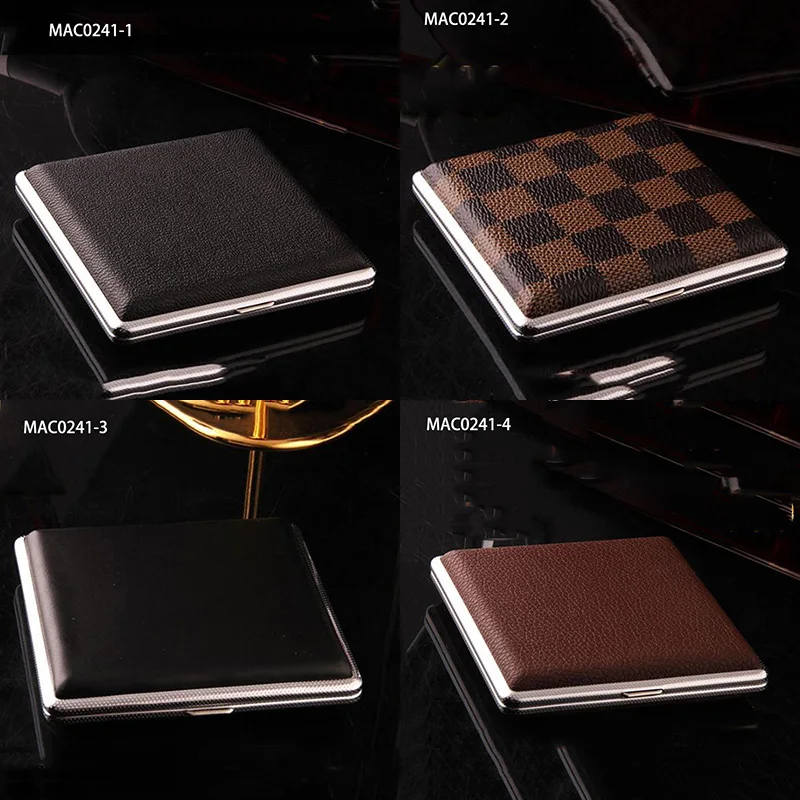 Men's Gift PU leather Cigarette Case Holder For 20pcs King Size Smoking Accessories Smoke Gadget Plaid Cigar Smoker Tool | Дом и сад