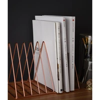 nordic home office organiser book holder desk metal storage stand shelf table decoration accessories rack organisation rose gold