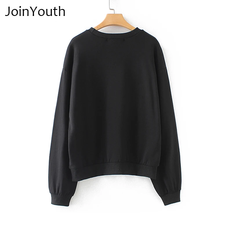 JoinYouth черный 2018 Осенние повседневные женские пуловеры с принтом | Женская одежда