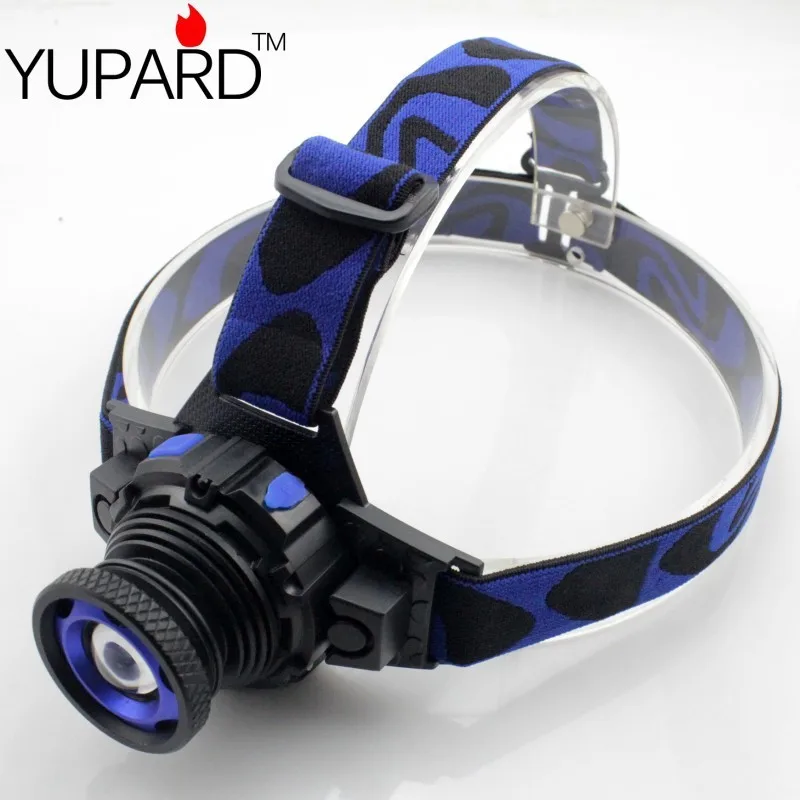 Фонарь-налобник YUPARD Zoomable Q5 LED для рыбалки и кемпинга с аккумулятором и зарядным устройством, яркостью 500 люмен и мощностью 5 Вт.