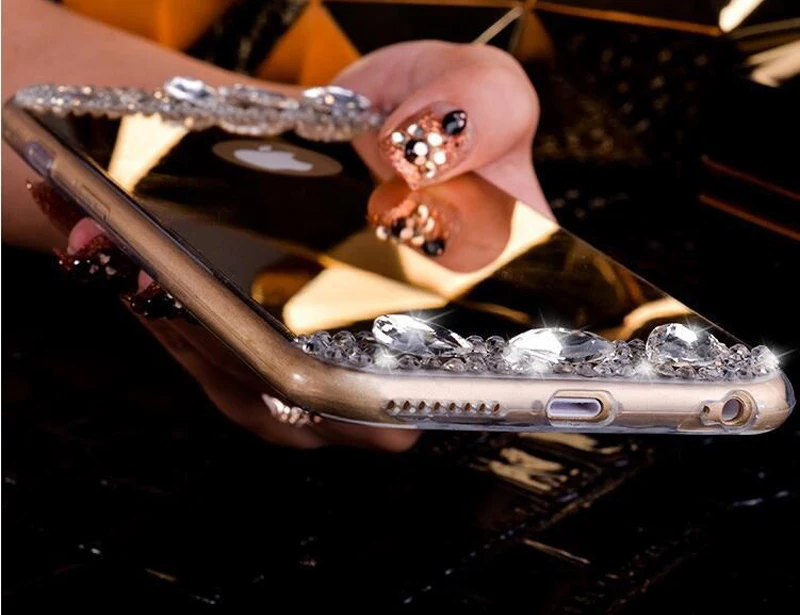 Для Apple iPhone X 10 Алмазный Блестящий зеркальный чехол для 8 7 6 6S Plus 5 5S SE с блестящим