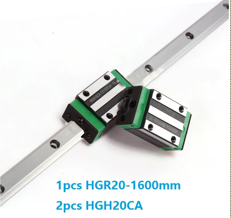 1 шт. линейная направляющая HGR20 1600 мм + 2 HGH20CA линейные узкие блоки для фрезерных
