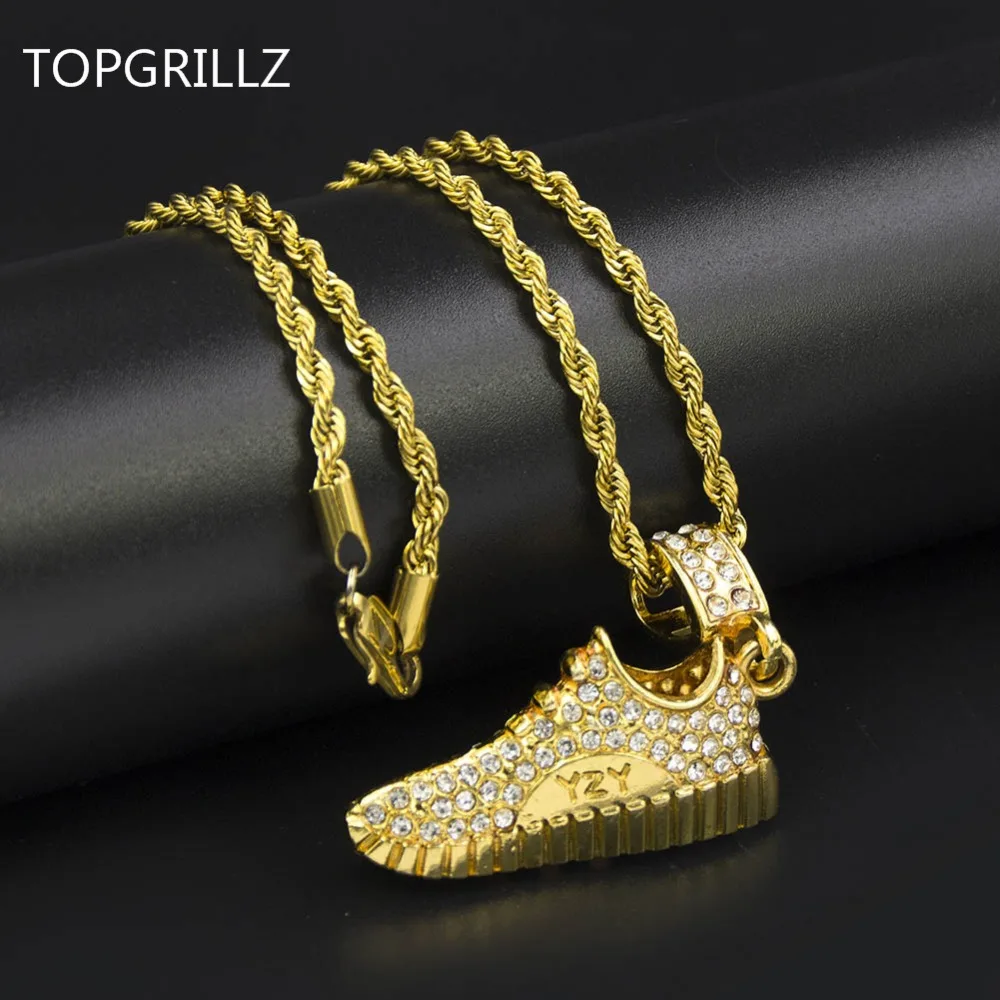 Фото Ожерелье TOPGRILLZ с подвеской золотого тона, в стиле хип-хоп, бегущая рядом с Джорданом с буквами, спортивное ожерелье с подвеской для мужчин и женщин №1