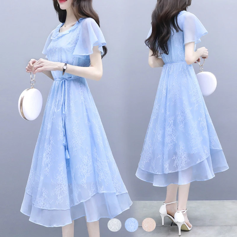 Женское шифоновое платье с оборками Элегантное Длинное Платье в стиле ретро