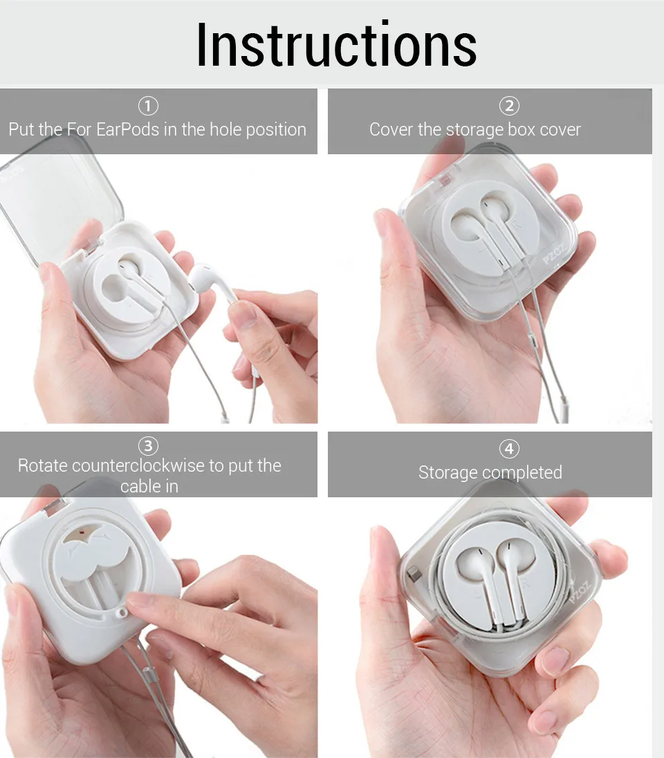 PZOZ чехол для наушников s для Apple EarPods, проводные наушники, наушники, гарнитура, аксессуары для хранения, сумка для переноски, футляр, чехол для EarPod