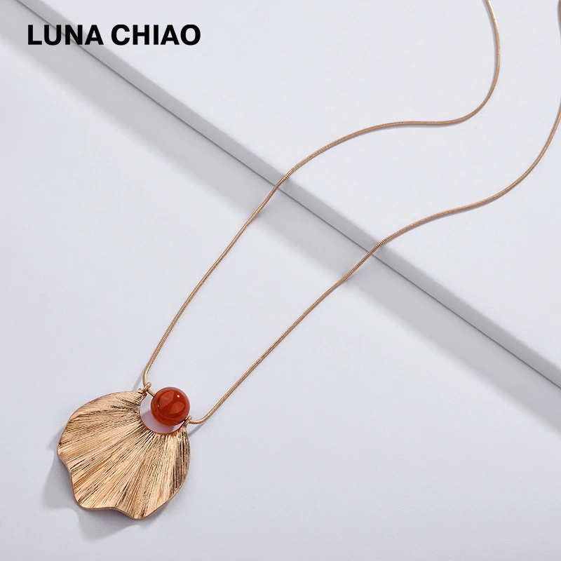 LUNA CHIAO модные Изношенные позолоченные металлические кулоны в форме веера