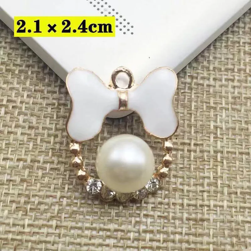 Drop Oil Charms 10pcs Bow Rhinestone Pearl Floating Enamel Alloy Pendant bracelet DIY Fashion Jewelry Accessories YZ326 | Украшения и
