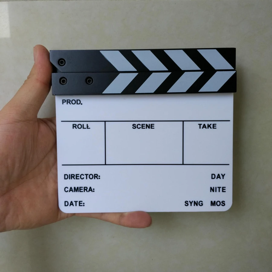 Studio Camera Photography Video Acrylic Small Clapboard Dry Erase Director Film Movie Clapper Board Slate (6.3x5.5" /16x14cm) images - 6