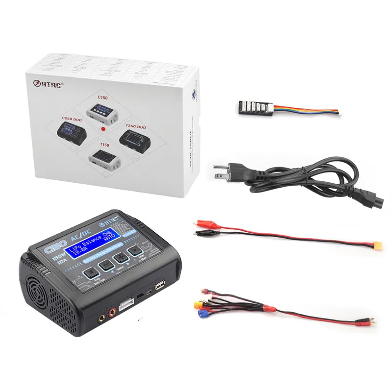 HTRC C150 lipo зарядное устройство AC/DC 150 Вт 10A RC батарея баланс смарт-зарядное устройство для LiPo LiHV жизнь Lilon NiCd NiMh Pb батарея dis зарядное устройство - Цвет: Black