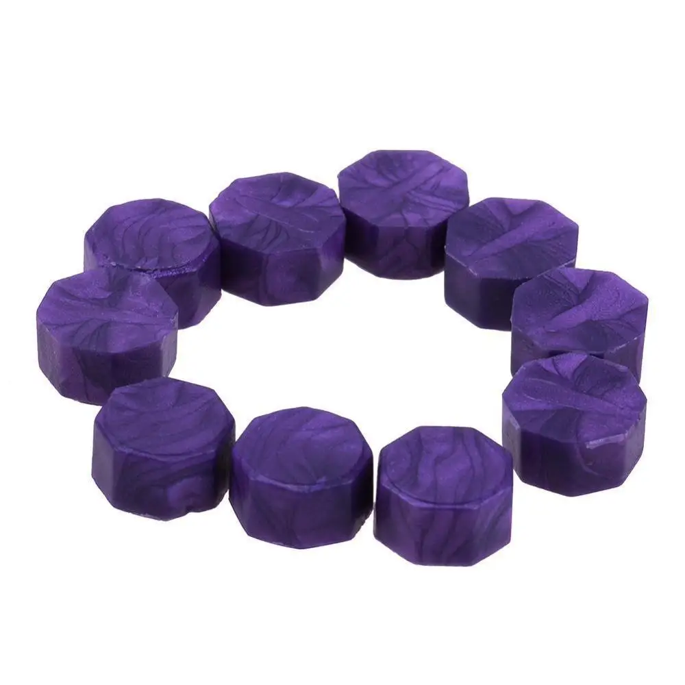 purple 100 шт Ретро Восьмиугольные штамповочные восковые бусины, восковая печать, штемпели для конвертов, документов, свадебных приглашений, декор с набором инструментов - Цвет: purple