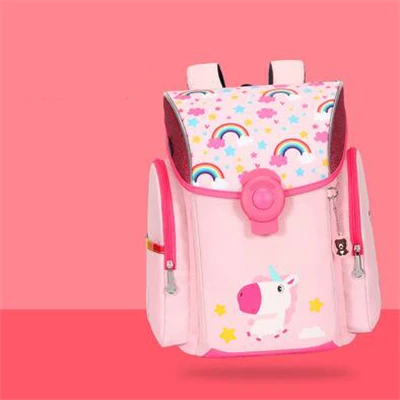 Unicorn pink Детская ортопедическая школьная сумка для девочек и мальчиков, рюкзаки с рисунком животных из мультфильмов с магнитной пряжкой, Студенческая сумка - Цвет: Unicorn pink