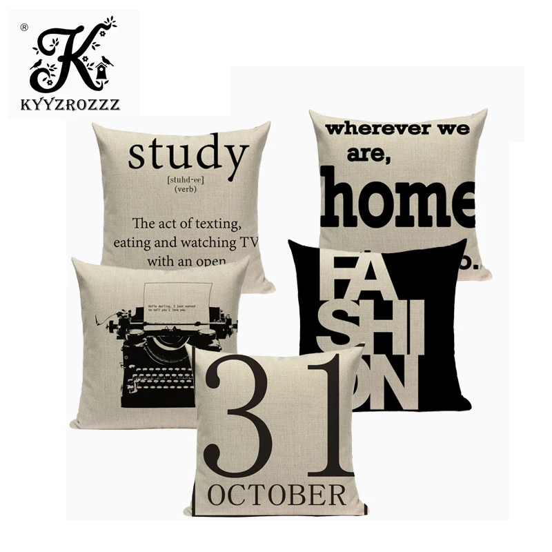 

Geometric Letter Simple Style Pillow Covers High Quality Linen Cotton Cushion Cover Camping Bed Garden Home Decor Pillowcase
