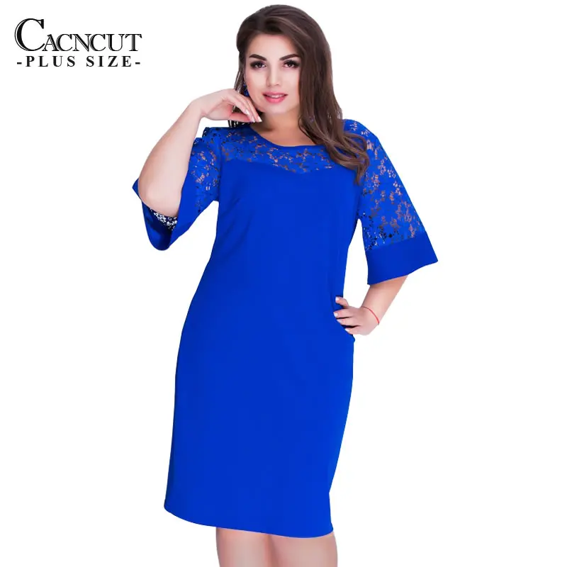 CACNCUT 5XL 6XL 2018 летнее Новое Кружевное элегантное женское платье большого размера