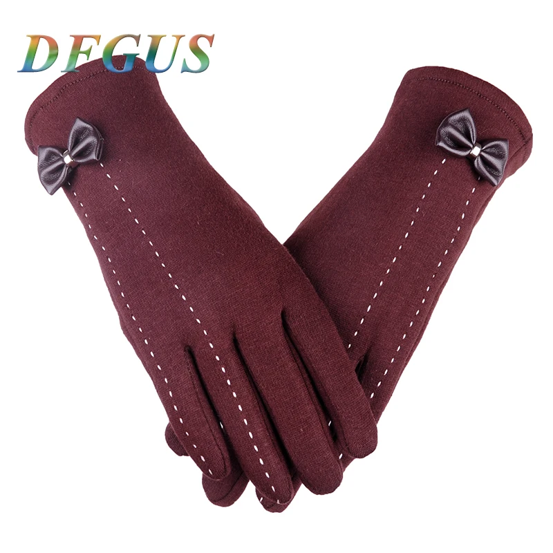 

2017 Fashion Women's Bow Winter Gloves Touch Screen Gloves Warm Cotton Driving Ridding Gloves Mittens Eldiven Female Gloves