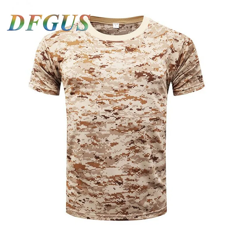 Новая камуфляжная Мужская футболка DFGUS дышащая армейская тактическая Боевая