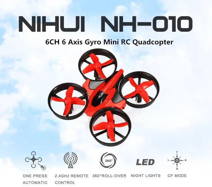 Hobbylan NIHUI NH-010 RC дроны 2 4G 6CH 6-осевой гироскоп мини Квадрокоптер 360 градусов флип