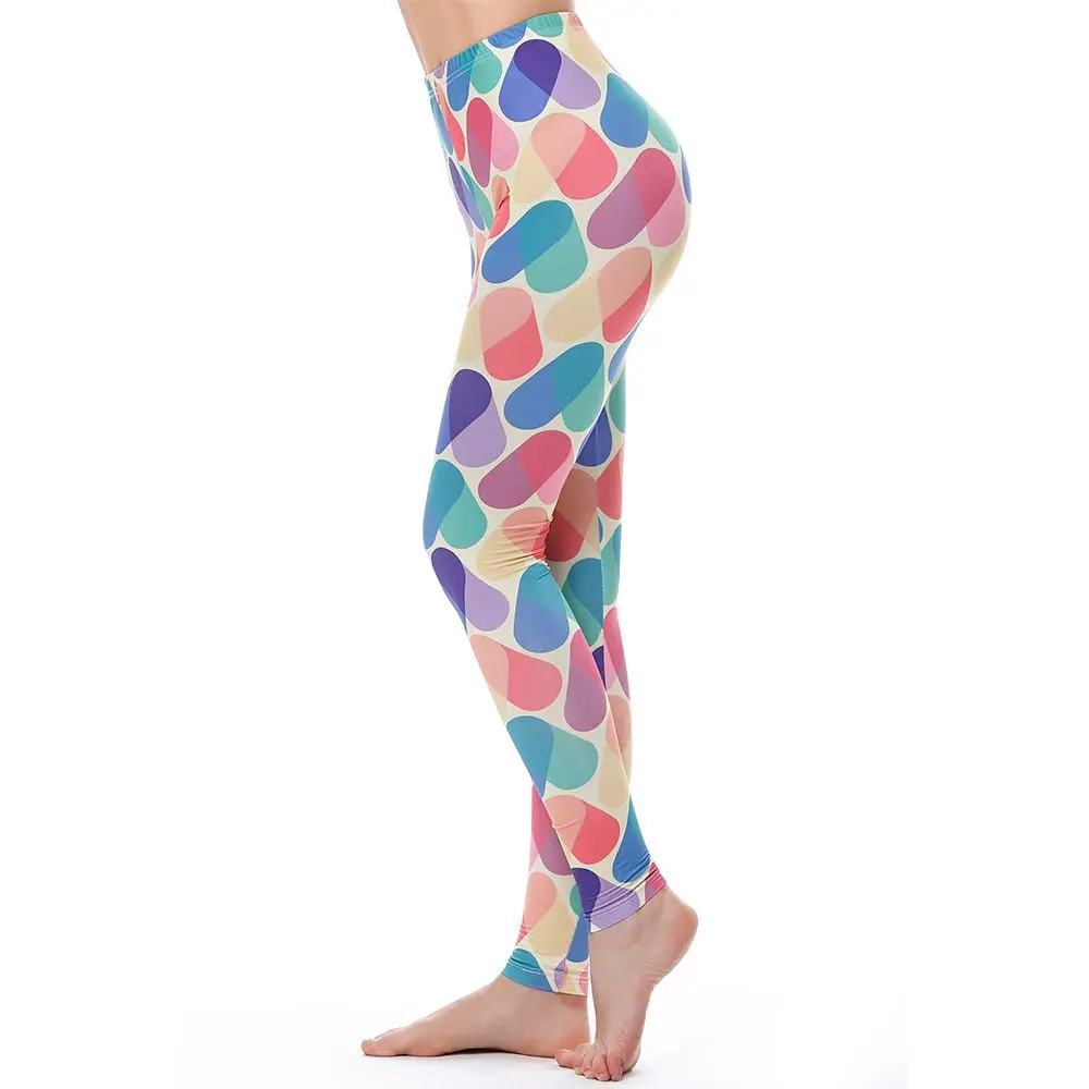 Love leggings Бренд KYKU, леггинсы с рисунком единорога, женские леггинсы, Леггинсы для фитнеса, сексуальные, высокая талия, пуш-ап, блестящие, с 3d принтом, радужные штаны, звезда, кошка, Пончики - Цвет: Love leggings