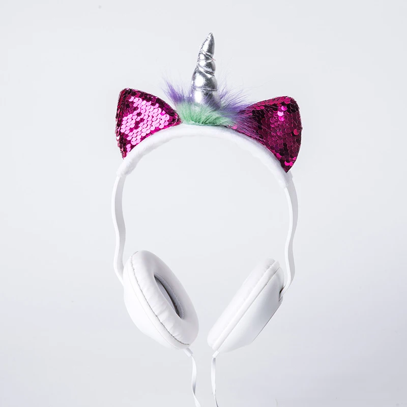 E6332-Rose JINSERTA Unicorns наушники милые кошачьи наушники для мобильного телефона MP3 pc tablet 3,5 мм Проводная гарнитура для детей и взрослых подарок - Цвет: E6332-Rose