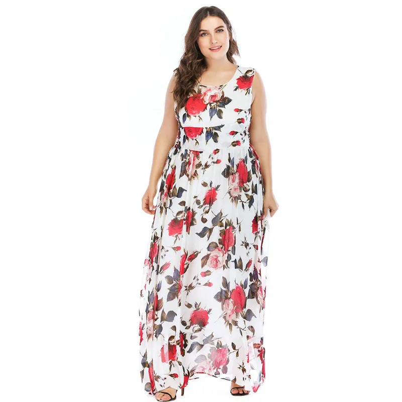 Платье женское длинное летнее в стиле бохо с запахом и цветочным принтом