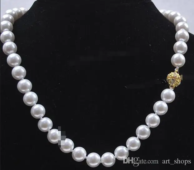 FFREE SHIPPING** 10mm White Akoya Shell Pearl Hand Knotted Round Beads Necklace 18&quot AAA+ | Украшения и аксессуары