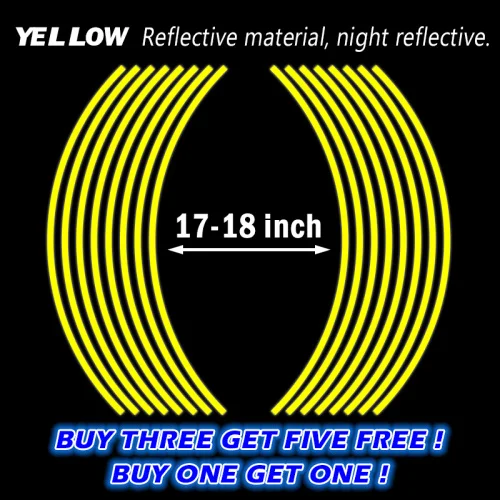 17-18 inch yellow 16 полоски светоотражающий, для мотокросса велосипед мотоцикл Стикеры для 1" 18" для автомобилей и мотоциклов обод колеса, для езды на мотоцикле Стикеры s машина для укладки - Цвет: 17-18 inch yellow