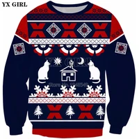 yx girl 2018 new style fashion long sleeve sweatshirt merry christmas creative print 3d mens womens crewneck pullover
