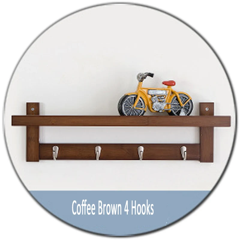 Brown 4 Hooks Скандинавская Мода, новинка, украшение для гостиной, мебель, настенная полка, вешалка для шляп, вешалка, прочные 5 крючков, вешалка для спальни - Цвет: Brown 4 Hooks