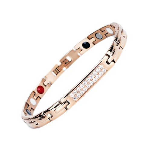 rose gold Oktrendy здоровья магнитные браслеты для женщин розовое золото цвет браслет женский нержавеющая сталь звено цепи браслеты 034 - Окраска металла: rose gold