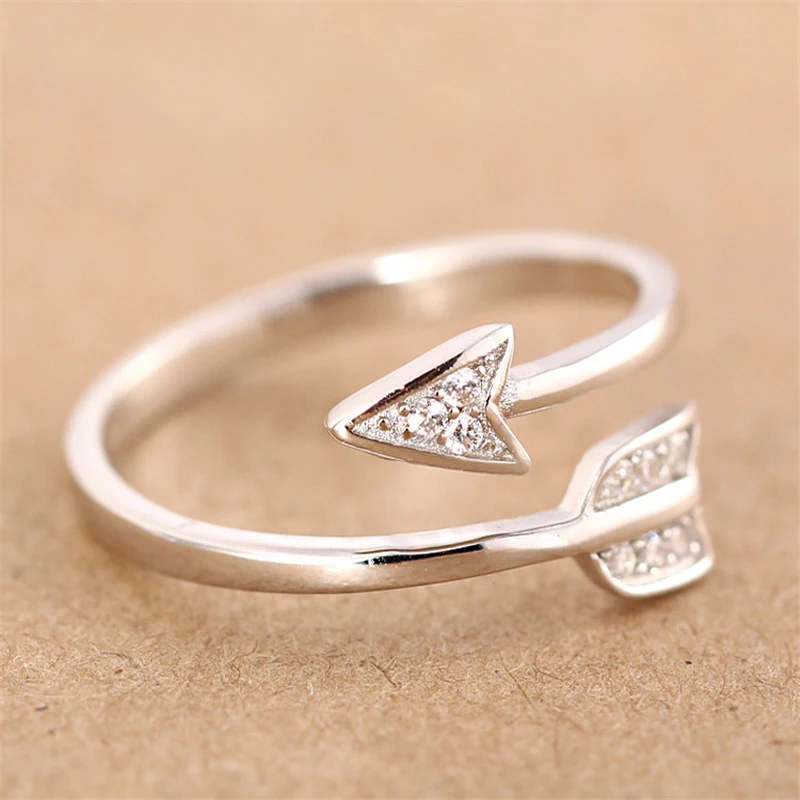 POPLOV 2017 Новая мода Посеребренная Стрелка Кристалл Регулируемые кольца для Для