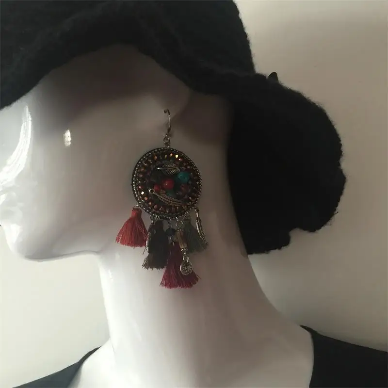AntiSilver турецкий монета серьги сектора дизайн Boho цыганский Бичи Этнические