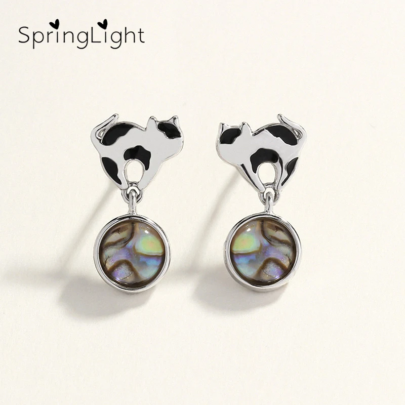 Весенние милые кошачьи серьги шарики дизайн Настоящее серебро 925 проба Изящные