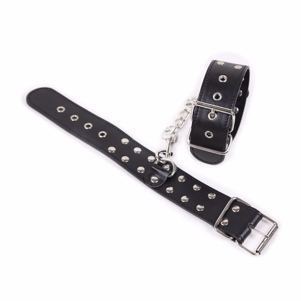 2019 New SM Leather Rivet Restraint Handcuff Ankle Men Women BDSM Couple Adult Sex Toy Metal Body Bondage Fetish Cosplay HOTTIME |